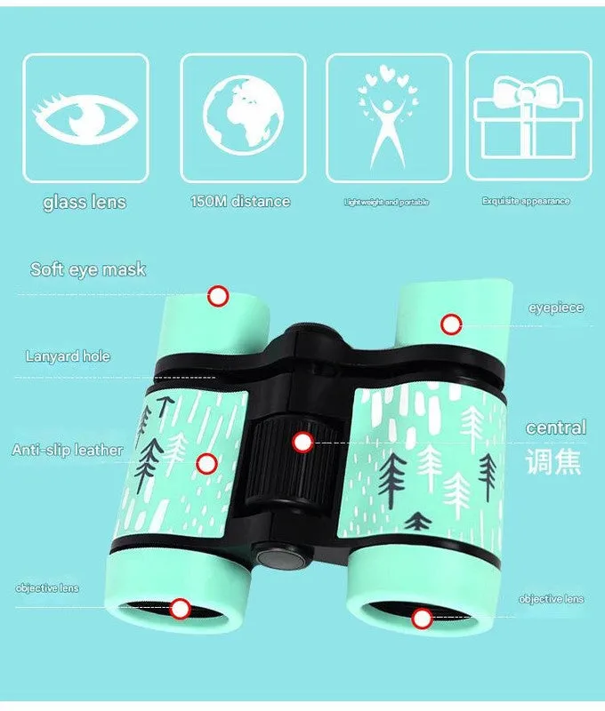 2 PCS Yellow Kids Binoculars | Rubber Grip | Tree Pattern