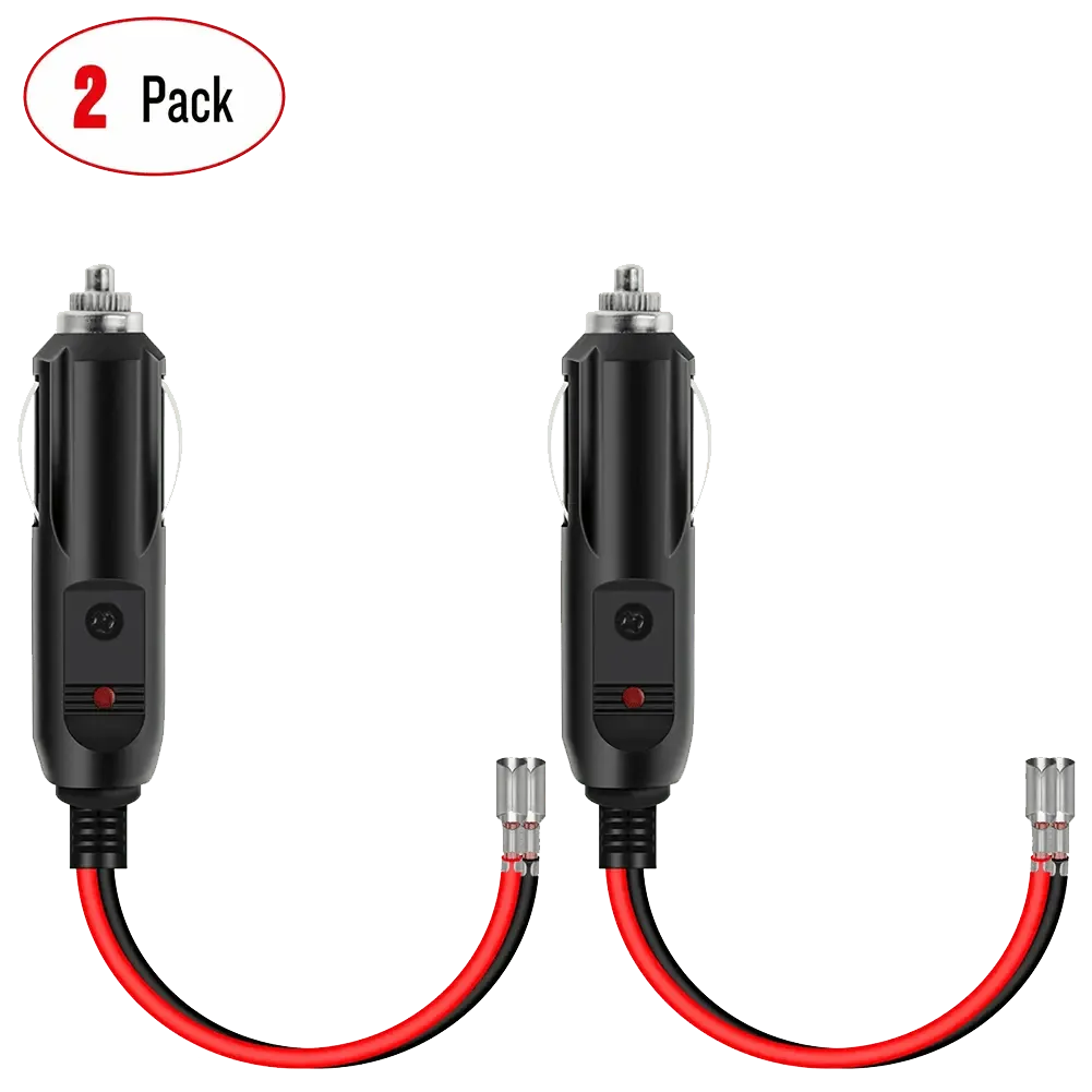 2PCS Cigarette Lighter Male Plug Extension Cable