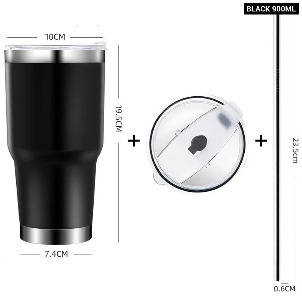 304 Stainless Steel Travel Mug with Lid and Straw