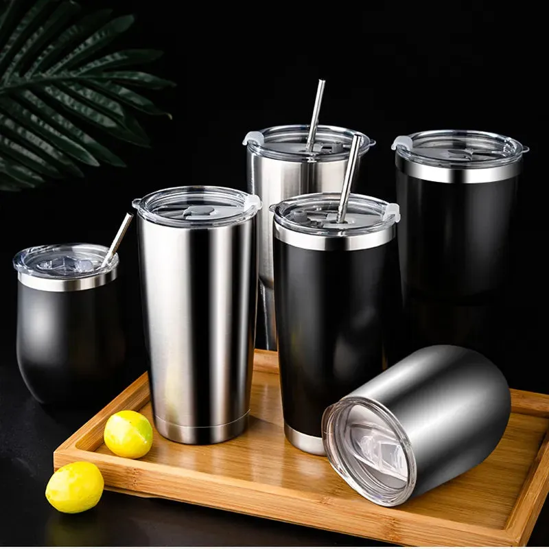 304 Stainless Steel Travel Mug with Lid and Straw