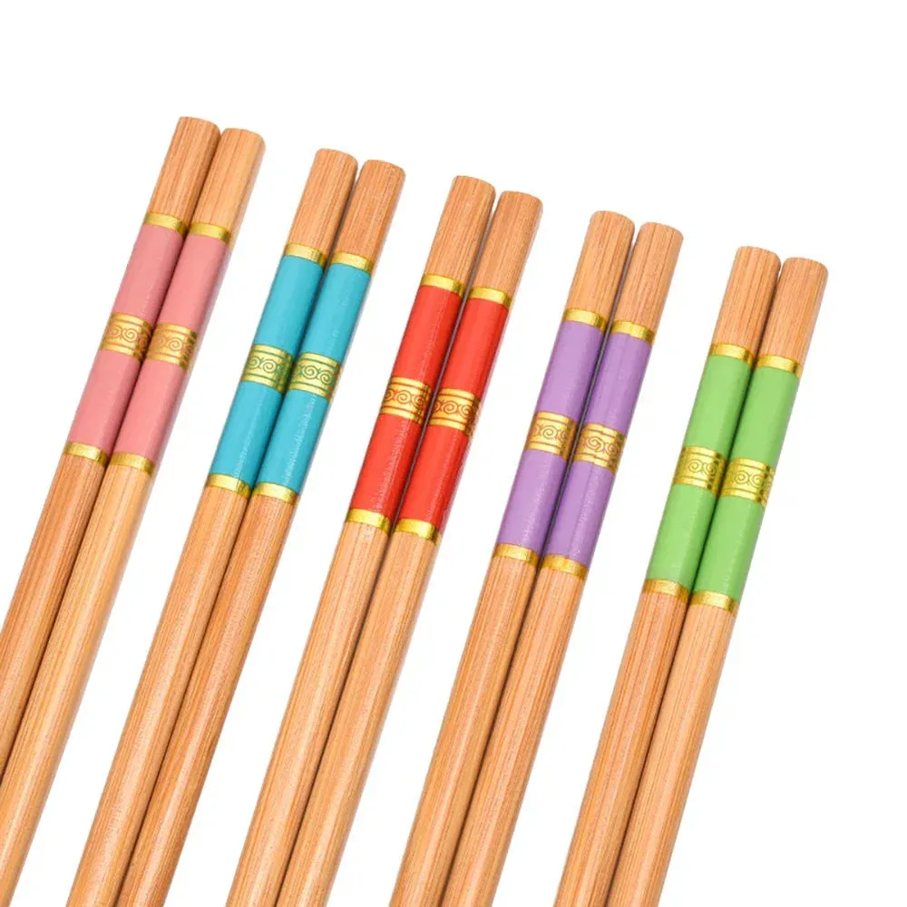 5 Pairs Bamboo Chopsticks Set Reusable Sushi Utensils