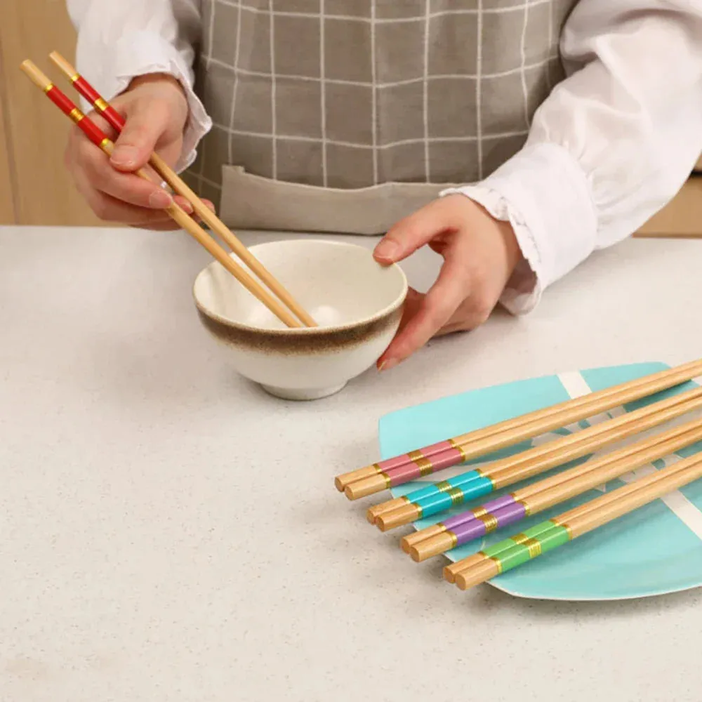 5 Pairs Bamboo Chopsticks Set Reusable Sushi Utensils