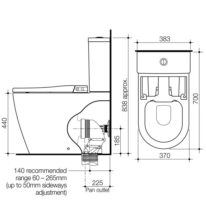 Caroma Urbane II Cleanflush Wall Faced Bidet Toilet Suite