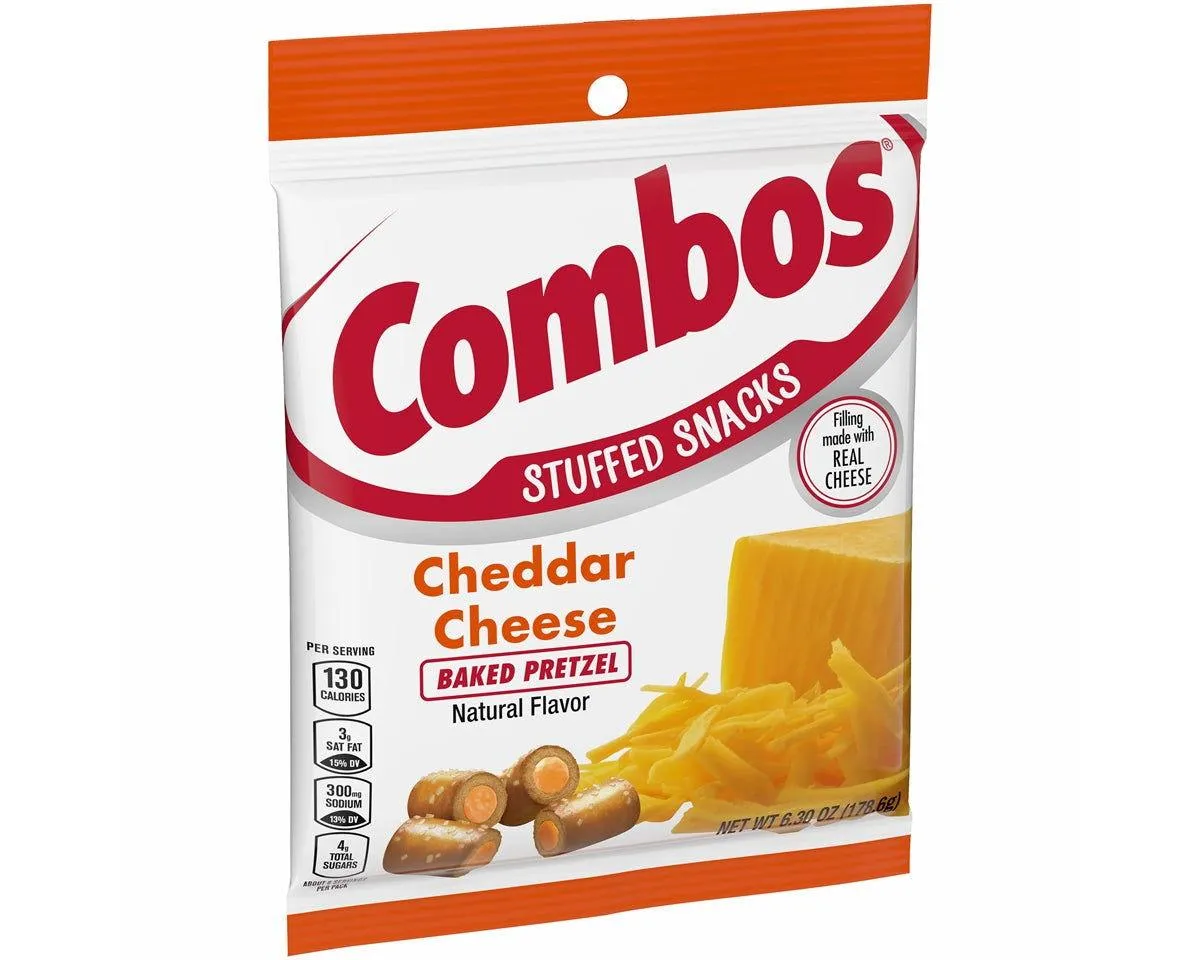 Combos Baked Cheddar Cheese Pretzels Stuffed Snacks 6.3 oz. Bags