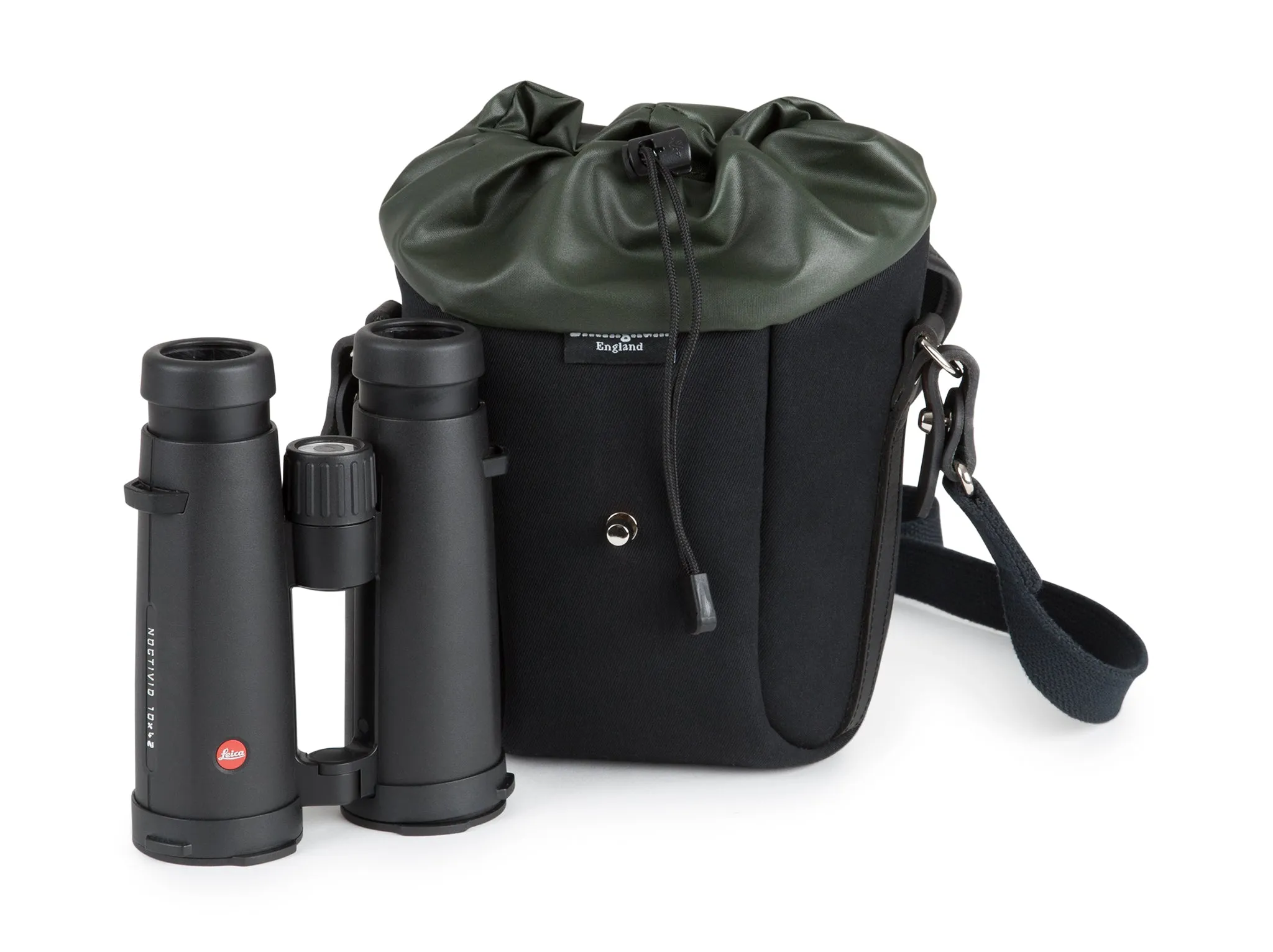 Galbin Binocular Case - 10 / Black Canvas / Black Leather