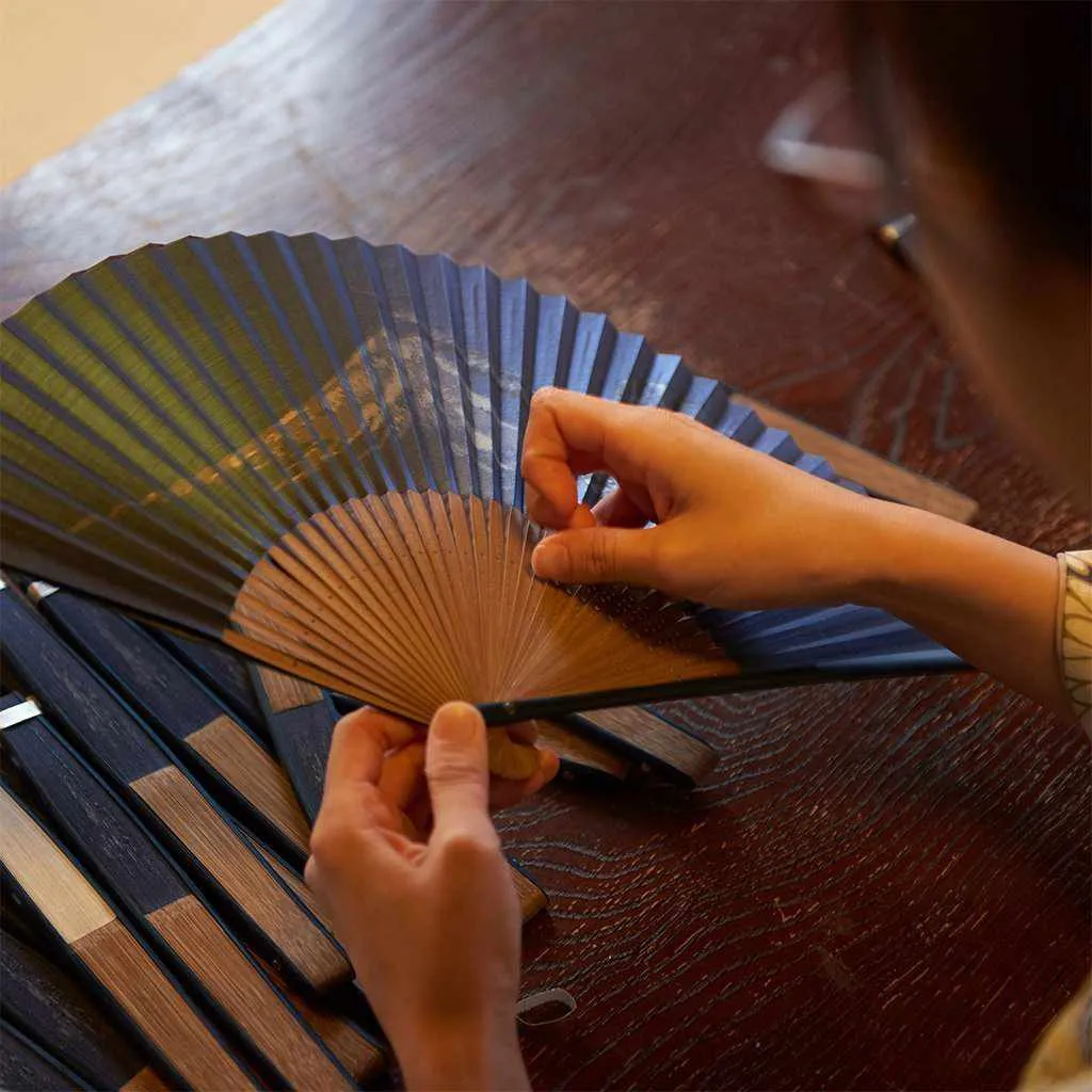 MEN'S PAPER FAN KASUMI NAVY BLUE [HAND FAN]