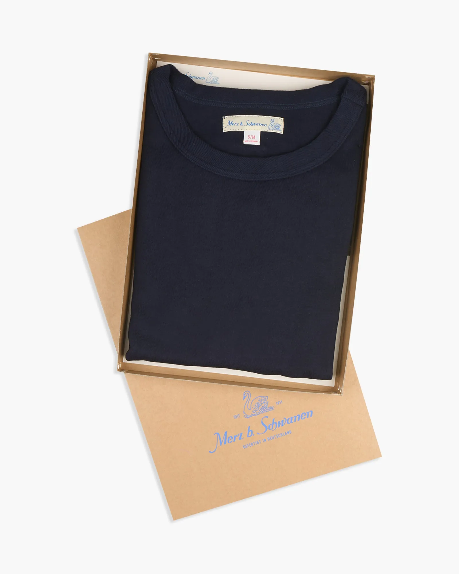 Merz b. Schwanen Good Originals 214 7.2oz Relaxed Fit Loopwheeled Tee - Ink Blue