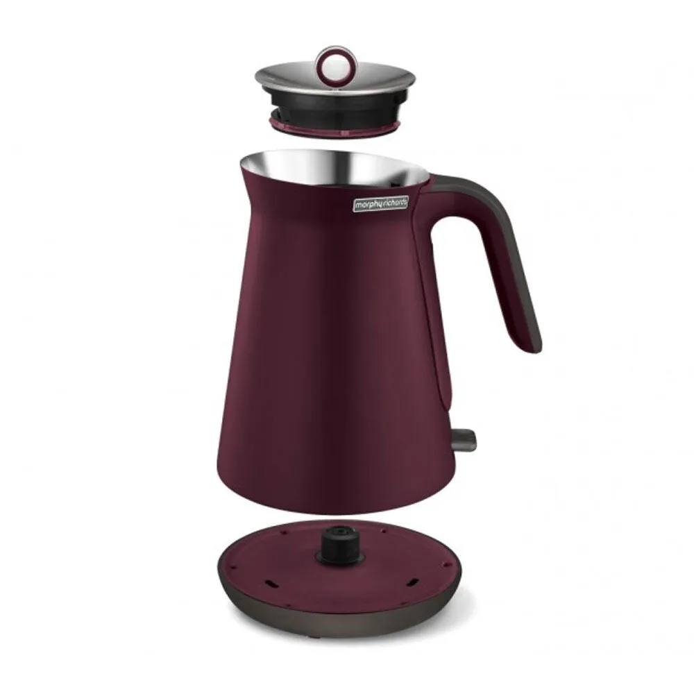 Morphy Richards 1.5L Maroon Aspect Kettle Black Chrome Base 100027