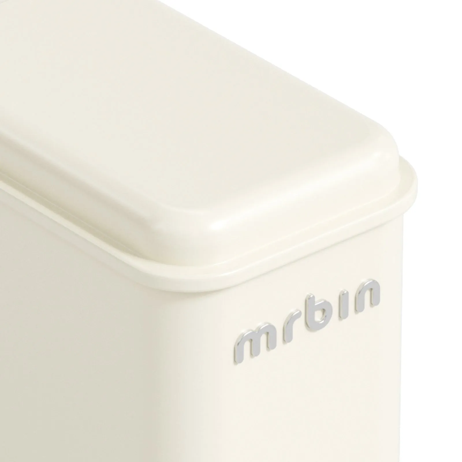Mrbin Small Bathroom Trash Can with Lid Soft Close, Slim Metal Waste Basket for Bedroom, 5L/1.6 Gal Touchless Garbage Bin with Stainless Steel Pedal for Narrow Kitchen, Office Retro Decor, White