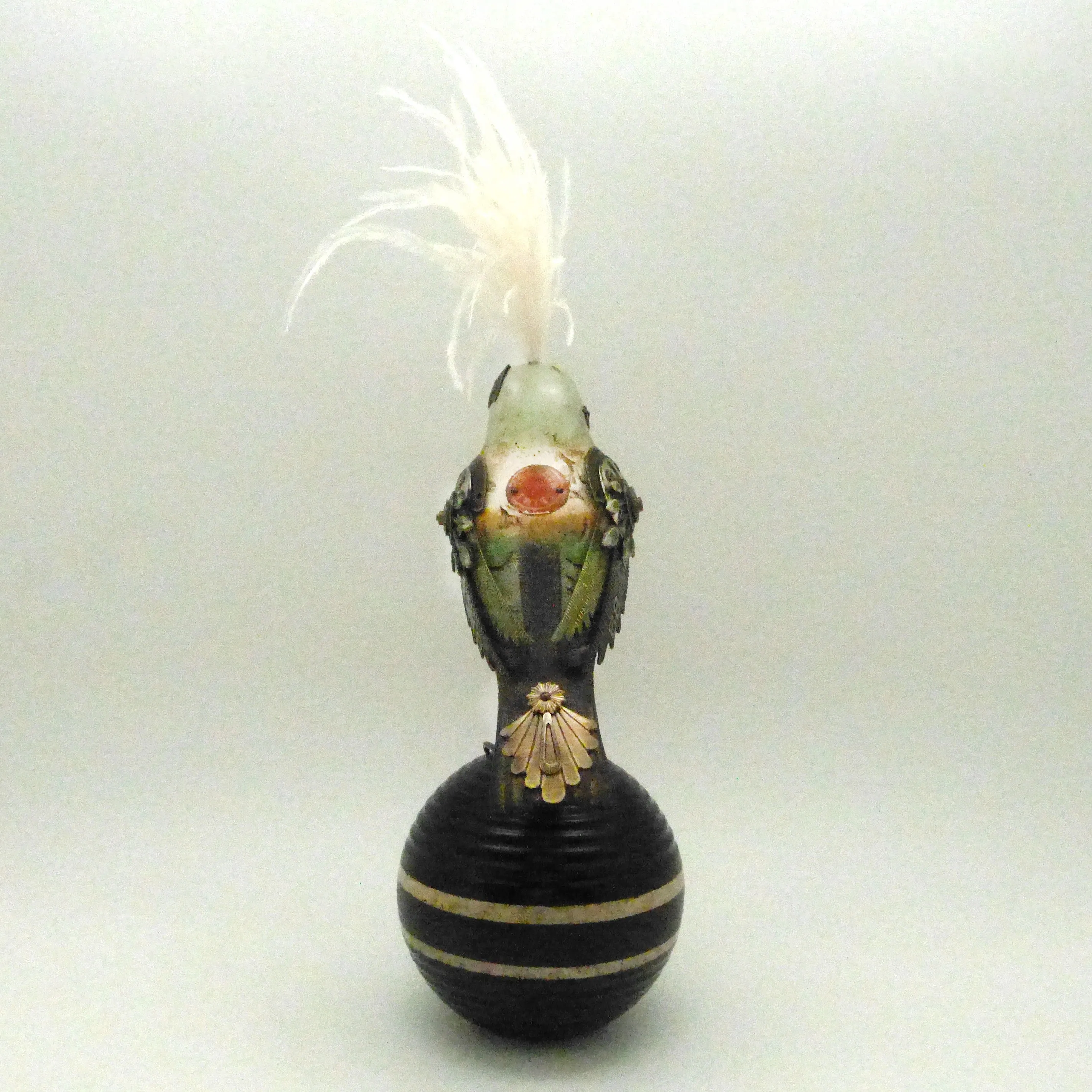 Mullanium Black Green Bird on Croquet Ball Artists Jim Tori Mullan Steampunk Handmade