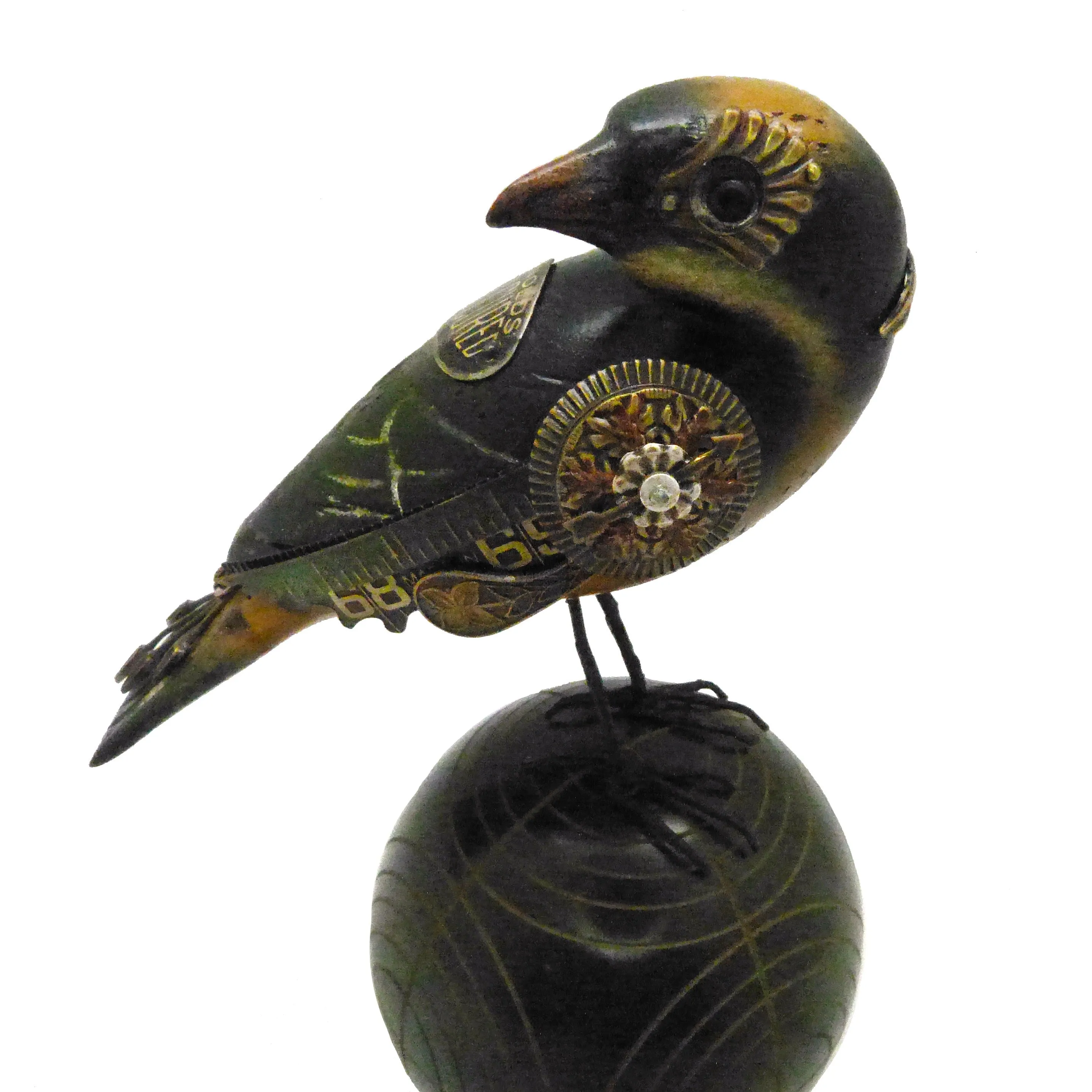 Mullanium Black Manakin Bird Fancy Ball Artists Jim Tori Mullan Handmade B810