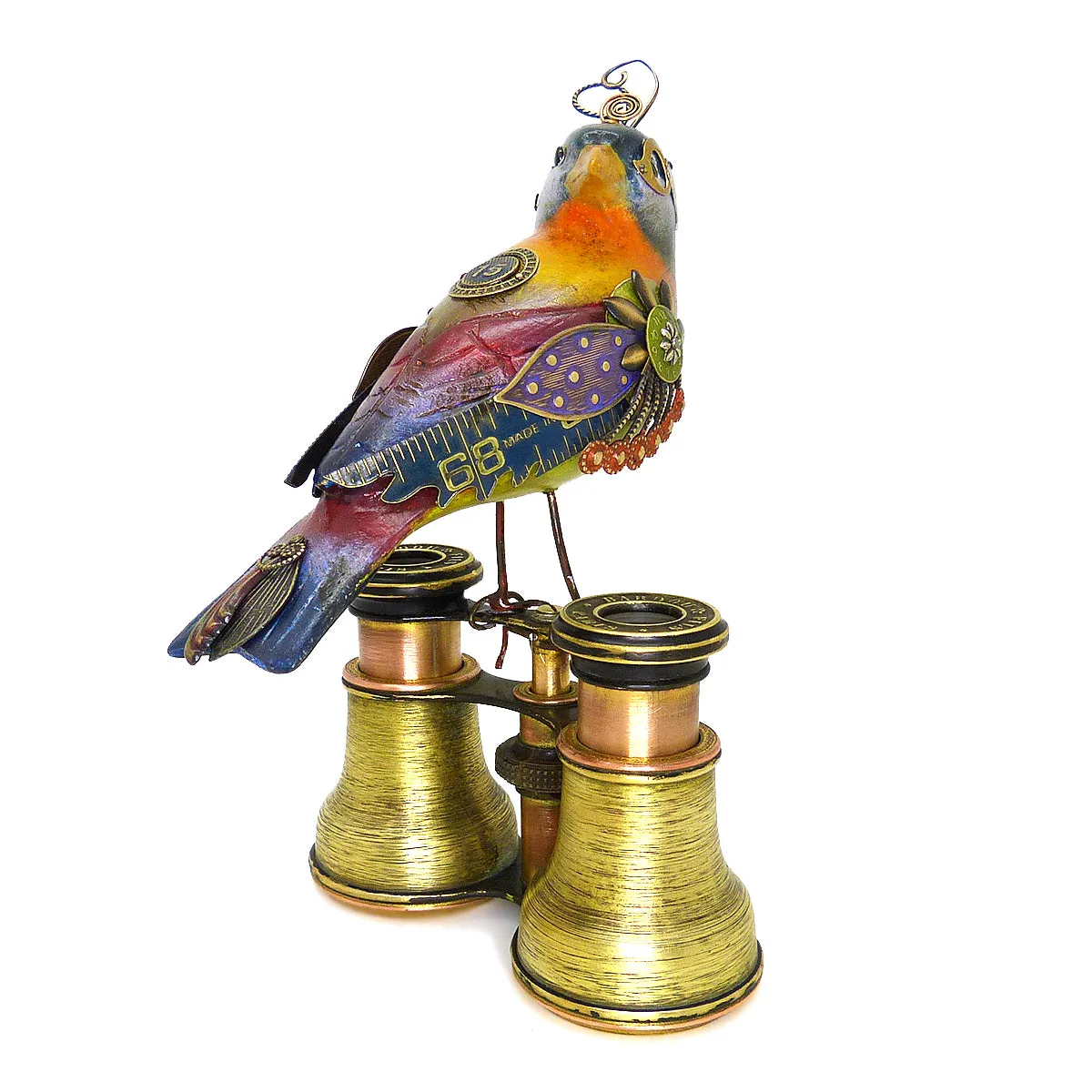 Mullanium Silver Ear Mesia Bird on Binoculars Artists Jim Tori Mullan Steampunk Handmade