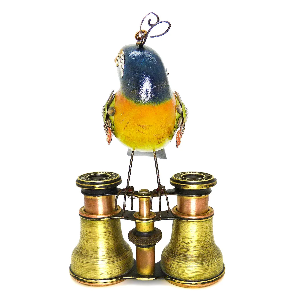 Mullanium Silver Ear Mesia Bird on Binoculars Artists Jim Tori Mullan Steampunk Handmade