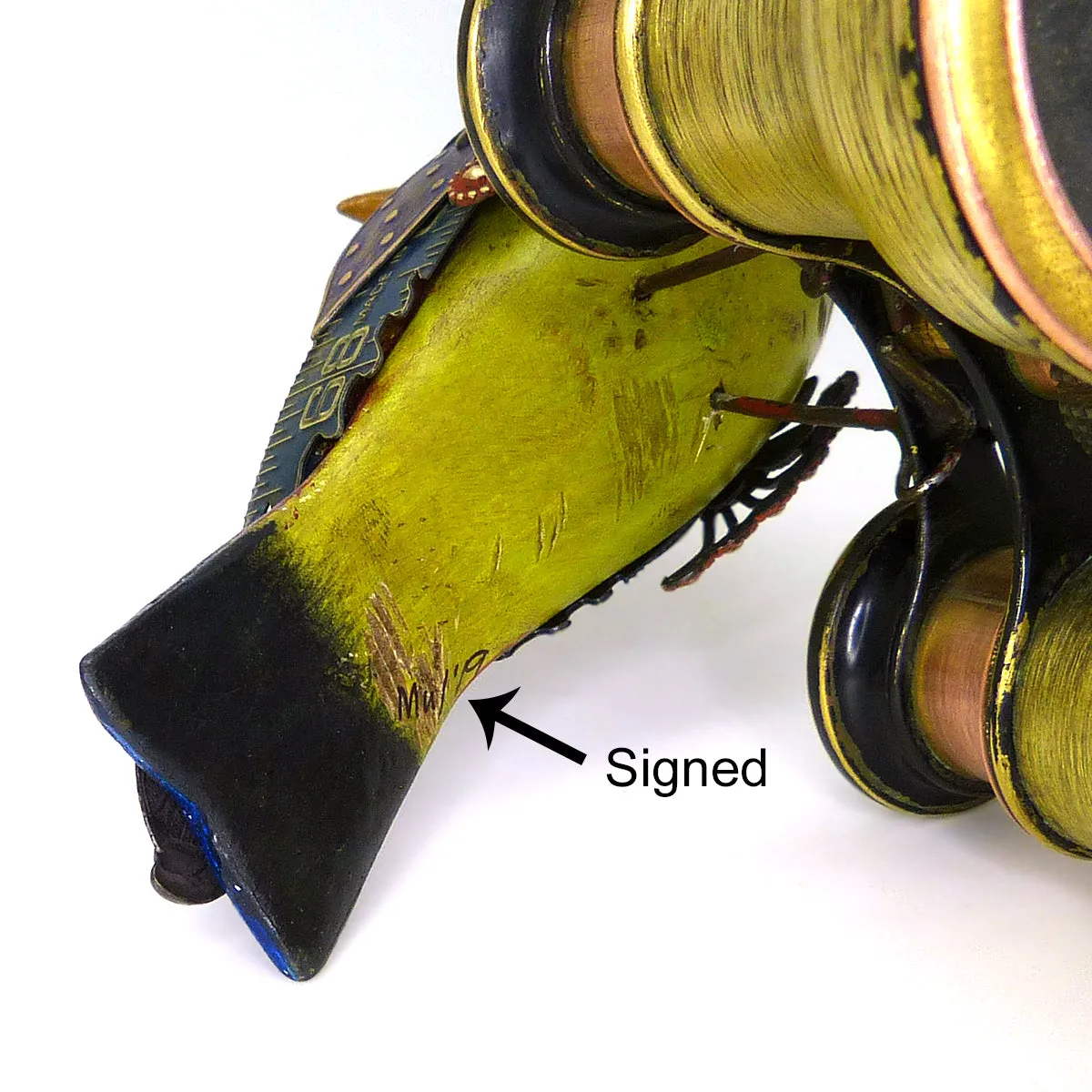 Mullanium Silver Ear Mesia Bird on Binoculars Artists Jim Tori Mullan Steampunk Handmade