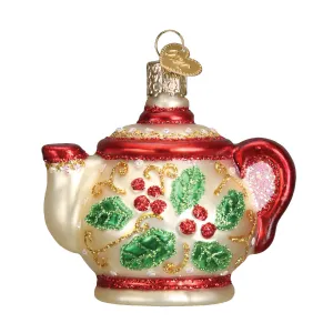 Old World Christmas Ornament Holly Teapot Ornament