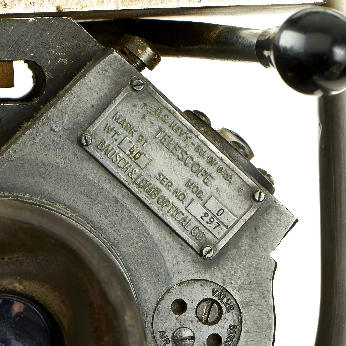 Original U.S. WWII Navy Bu. Ships Mark 91 6x50 Submarine Torpedo Targeting Binoculars by Bausch & Lomb with Custom Stand