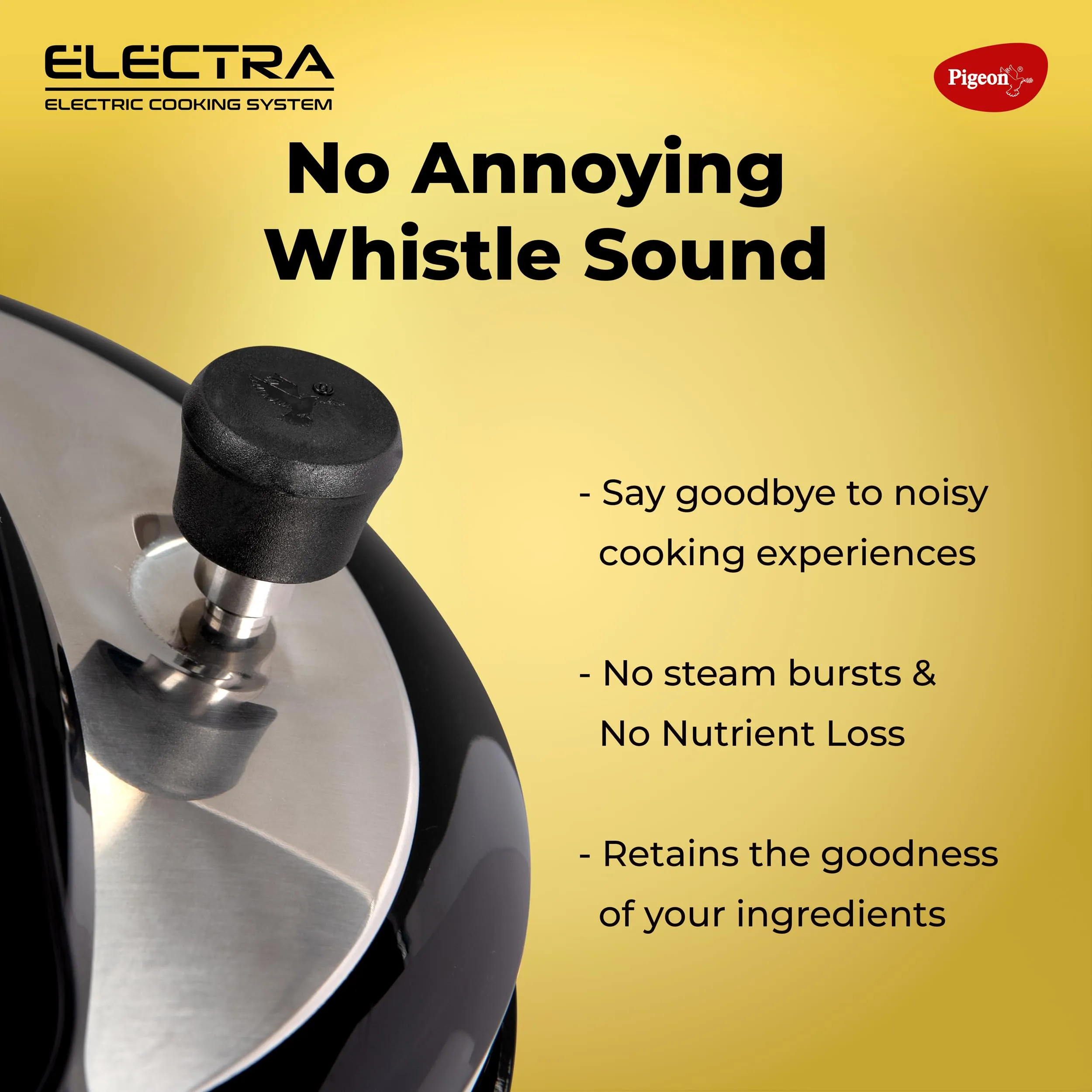 Pigeon By Stovekraft Electra Smart 3 Litre Electric Pressure Cooker with Digital Display | 18 Indian Preset Menu | Automatic Rice Cooker | Delay Timer & More (Stainless Steel)