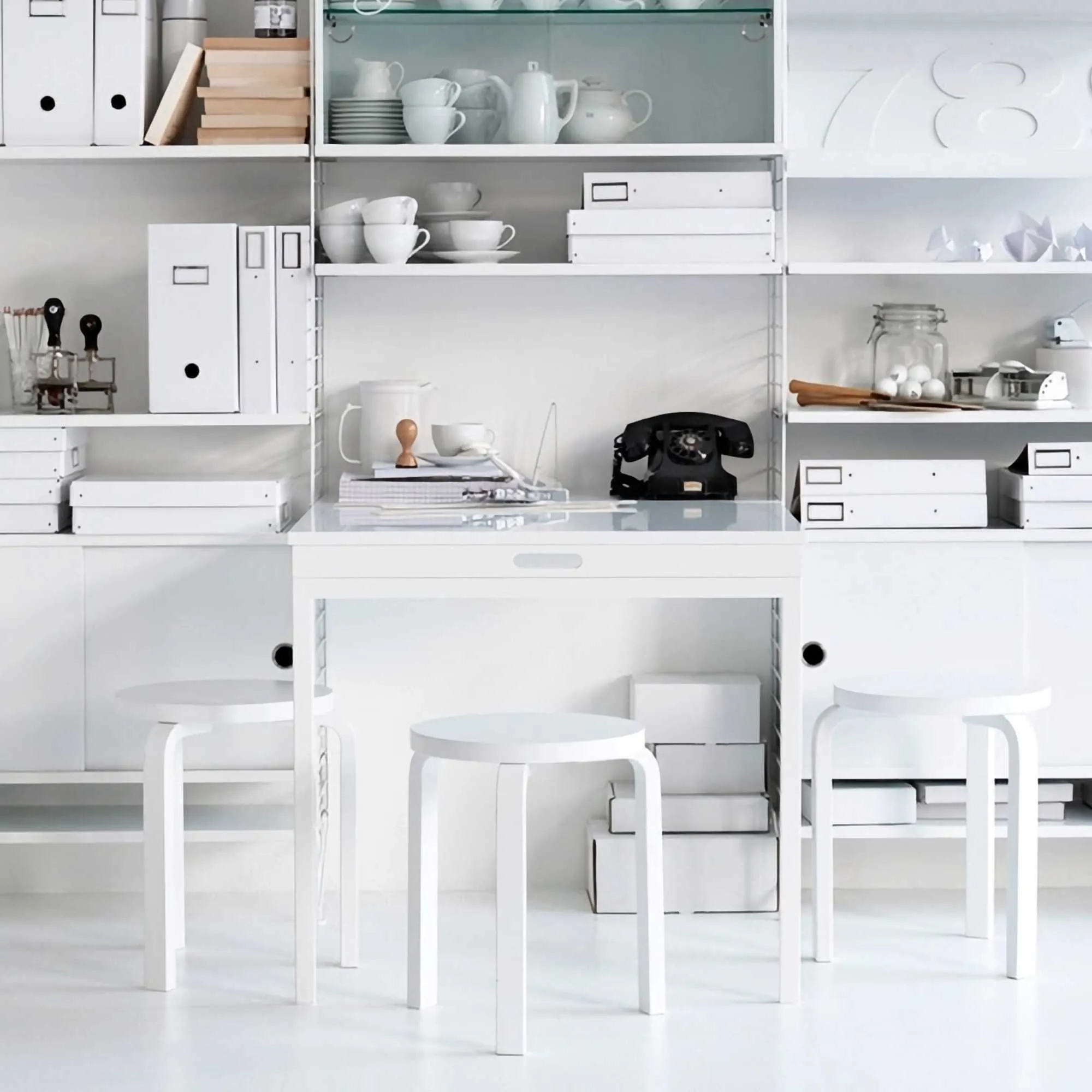 String Folding Table, white/white